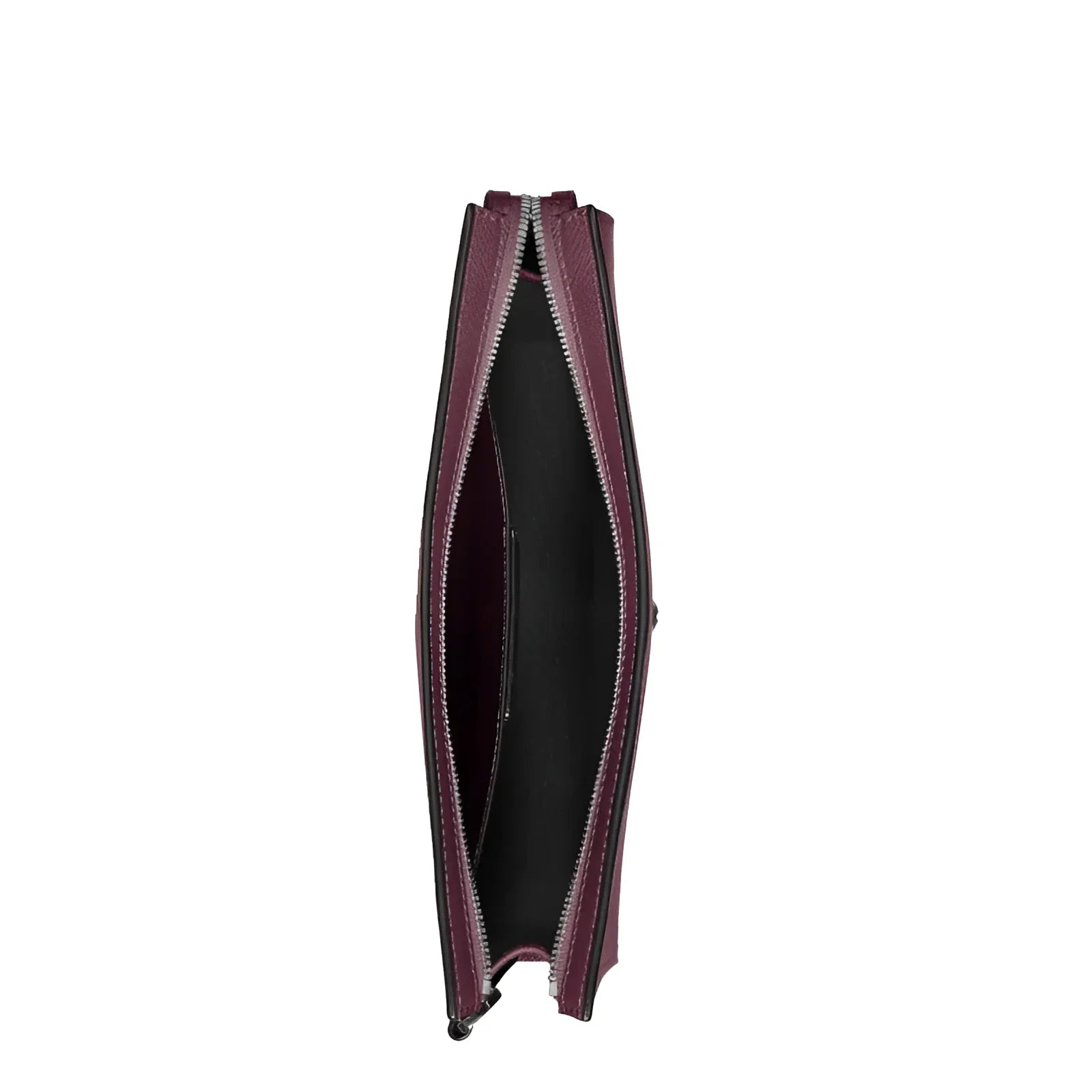 Montblanc pochette sartorial cassis 199366 in pelle burgundy con zip argentata e interno nero, raffinata pochette sartoriale oggetti essenziali quotidiani