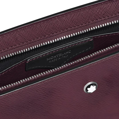 Montblanc pochette sartorial cassis 199366 raffinata pochette sartoriale in pelle bordeaux con zip nera e emblem argentato