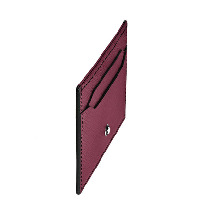 Montblanc porta carte sartorial cassis in burgundy con pregiata pelle stampa saffiano e chiusura argento elegante