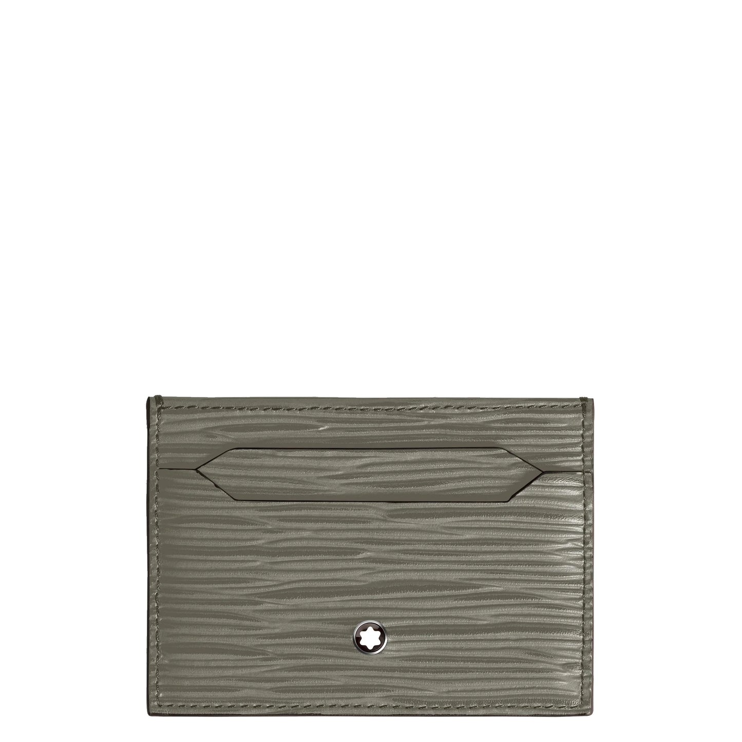 Montblanc porta carte in pelle verde oliva con stampa a rilievo e stella argento per uso elegante e alta qualità