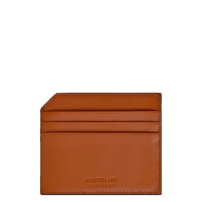 Montblanc porta carte in pregiata pelle color soft ruggine con sei scomparti e design minimale in pelle tan