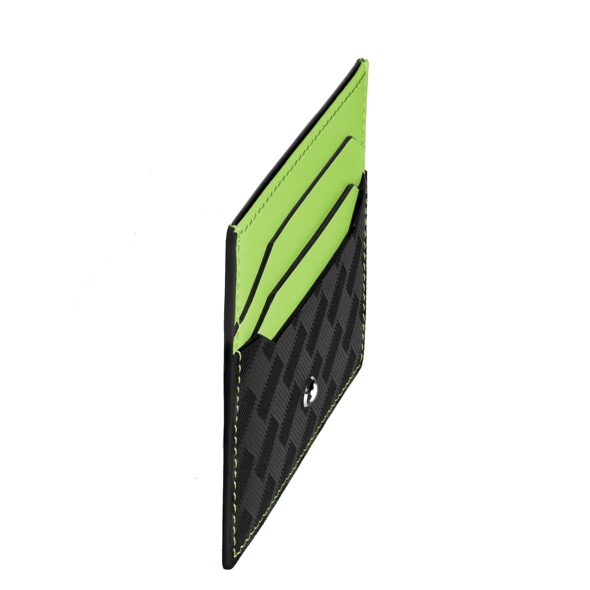 Montblanc porta carte elegante nero lime con 6 scomparti e interno verde lime a contrasto in design slim e moderno