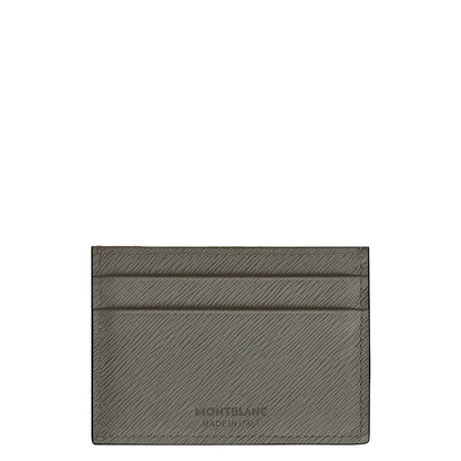 Montblanc porta carte in pelle stampa saffiano grigio medio con 5 scomparti in pelle verde oliva strutturata