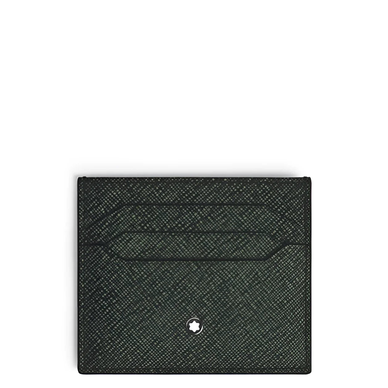 Portacarte montblanc nero in pelle sartorial goffrata con emblem a stella argentata e sei tasche sartorial tweed