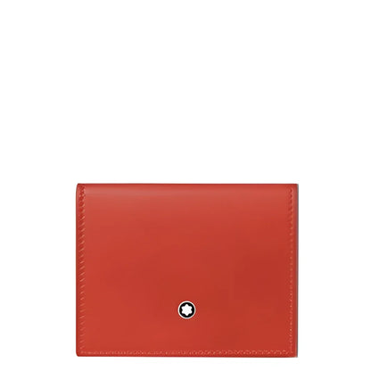 Porta carte montblanc in pelle rossa con emblem montblanc in argento per carte essenziali organizzate