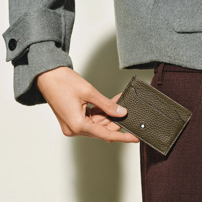 Porta carte montblanc in vitello premium kaki con 5 scomparti e dettaglio stella argentata