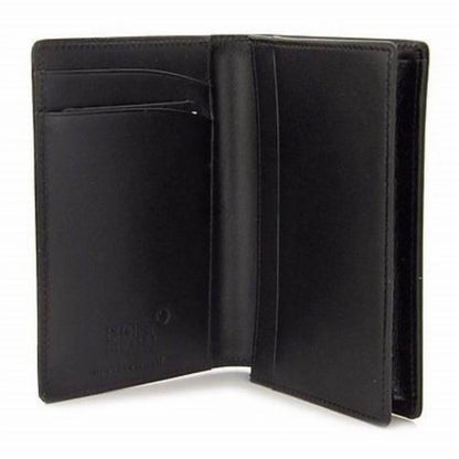 Portacarte montblanc meisterstück nero in pelle con quattro scomparti e logo in rilievo allinterno