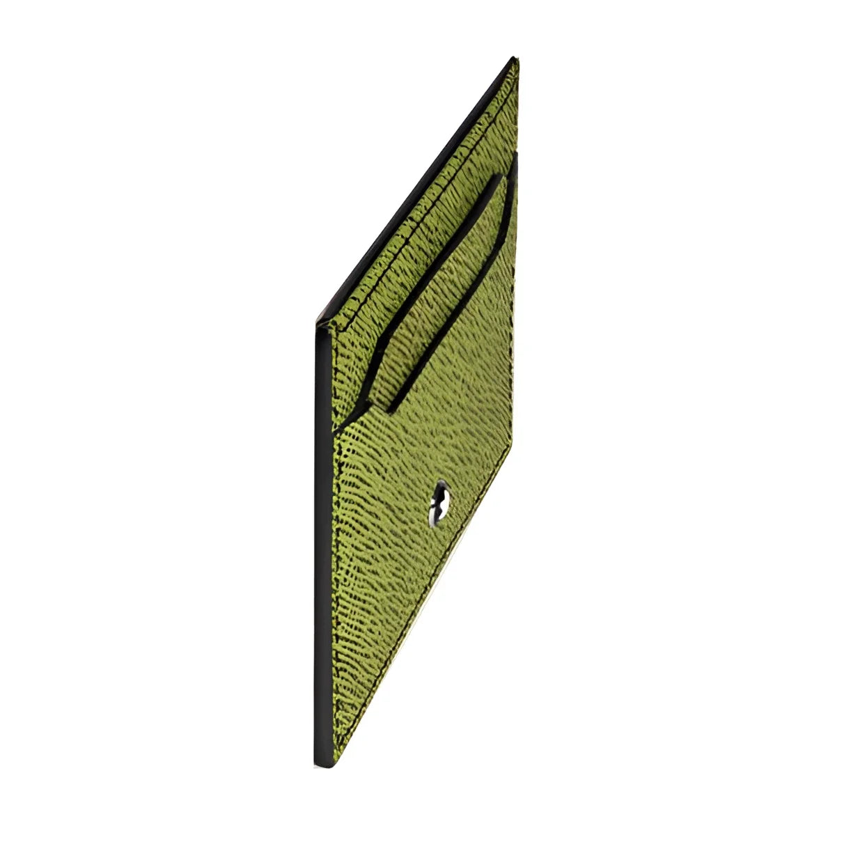 Montblanc porta carte multi lime in pelle stampa saffiano verde con bordi neri e chiusura argento sartoriale 5 scomparti