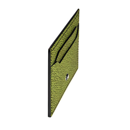 Montblanc porta carte multi lime in pelle stampa saffiano verde con bordi neri e chiusura argento sartoriale 5 scomparti