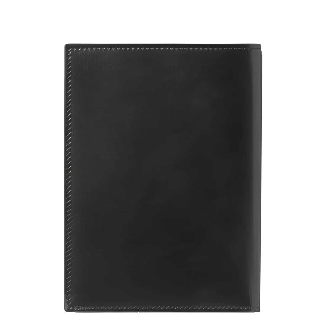 Custodia porta passaporto montblanc meisterstück in pelle nera con superficie testurizzata e cuciture precise
