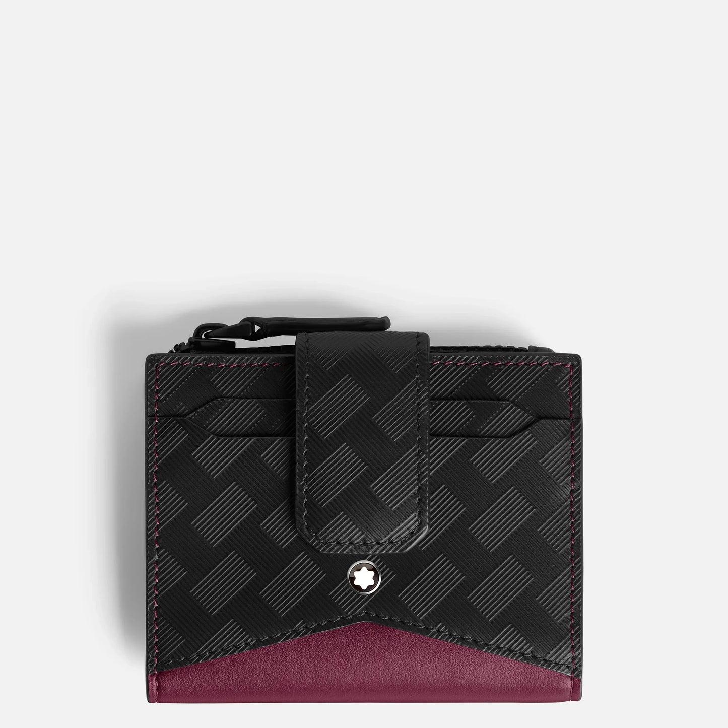Portafoglio mini extreme nero cassis in pelle nera e bordeaux con motivo geometrico e stella argentata montblanc