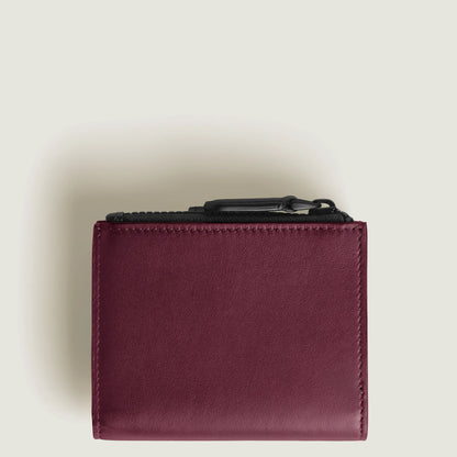 Montblanc portafoglio mini extreme 3.0 in pelle burgundy con zip nera e cuciture precise nero cassis