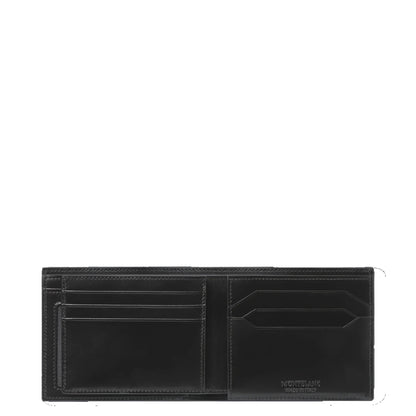 Portafoglio meisterstuck montblanc in pelle nera con sei scomparti e design minimalista elegante