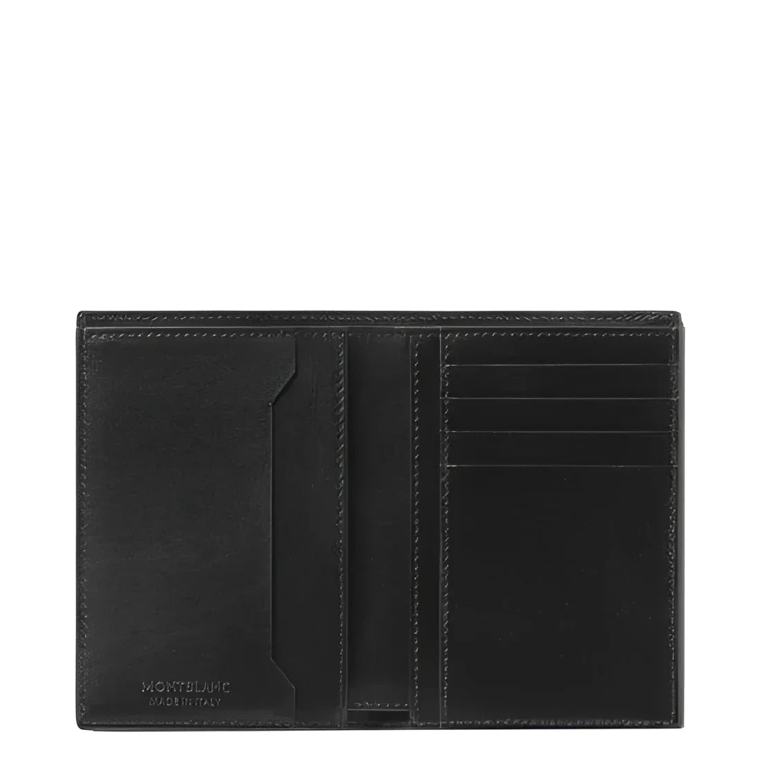 Portafoglio meisterstück montblanc offre un design elegante in pelle nera con 4 scomparti e molteplici slot per carte