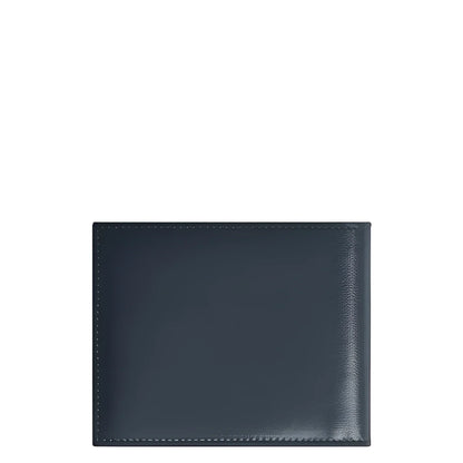 Montblanc portafoglio classico bifold velluto blu in pelle con cuciture precise e sei tasche raffinato e funzionale