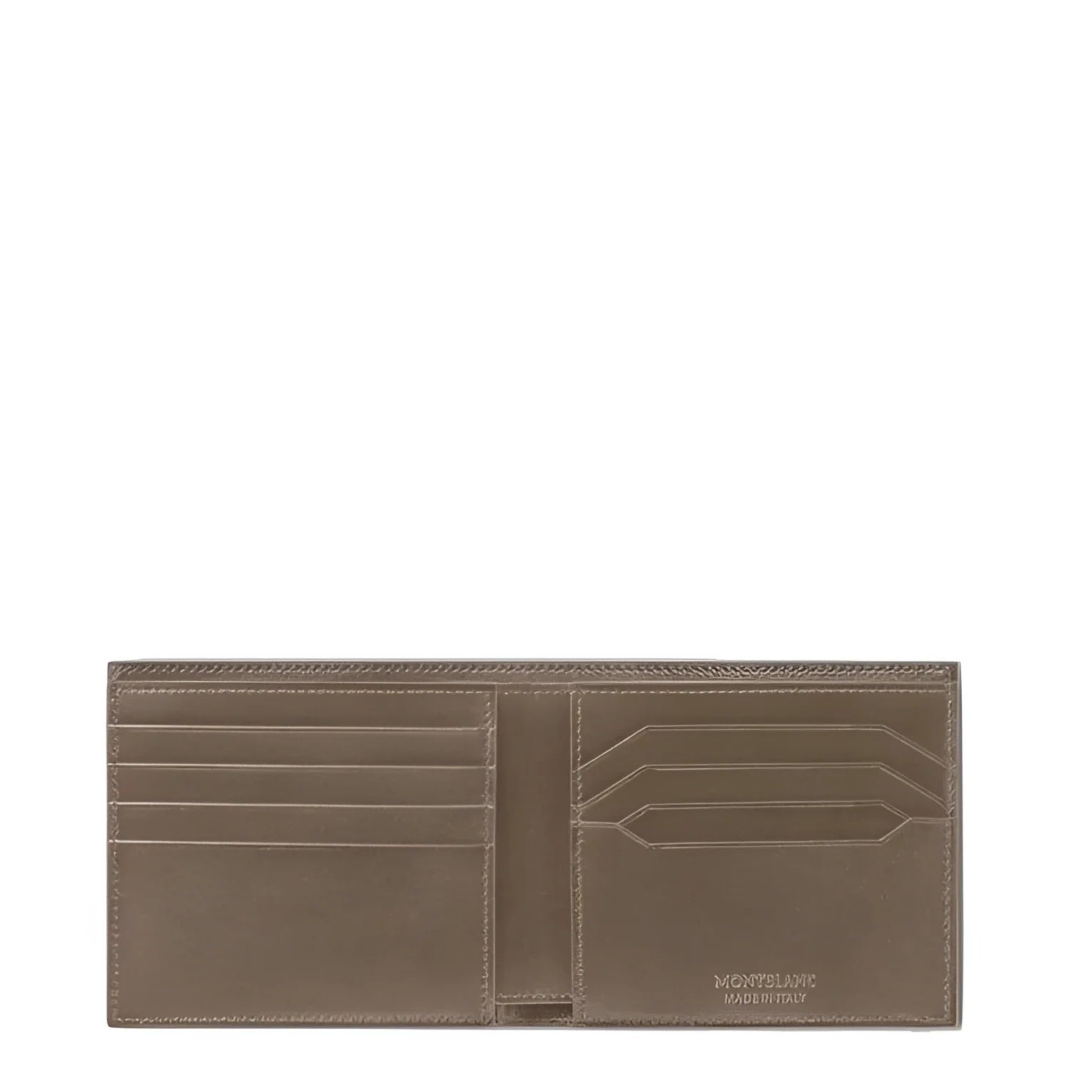 Portafoglio meisterstück montblanc in pelle lucida mastice taupe con design minimalista e tasche extra