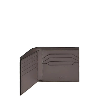 Portafoglio montblanc 4810 in pelle grigio caldo con 8 scomparti e motivo goffrato ispirato minimalista