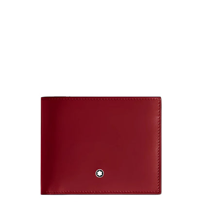 Portafoglio montblanc meisterstück in pelle ruggine scuro con sei scomparti e logo iconico al centro