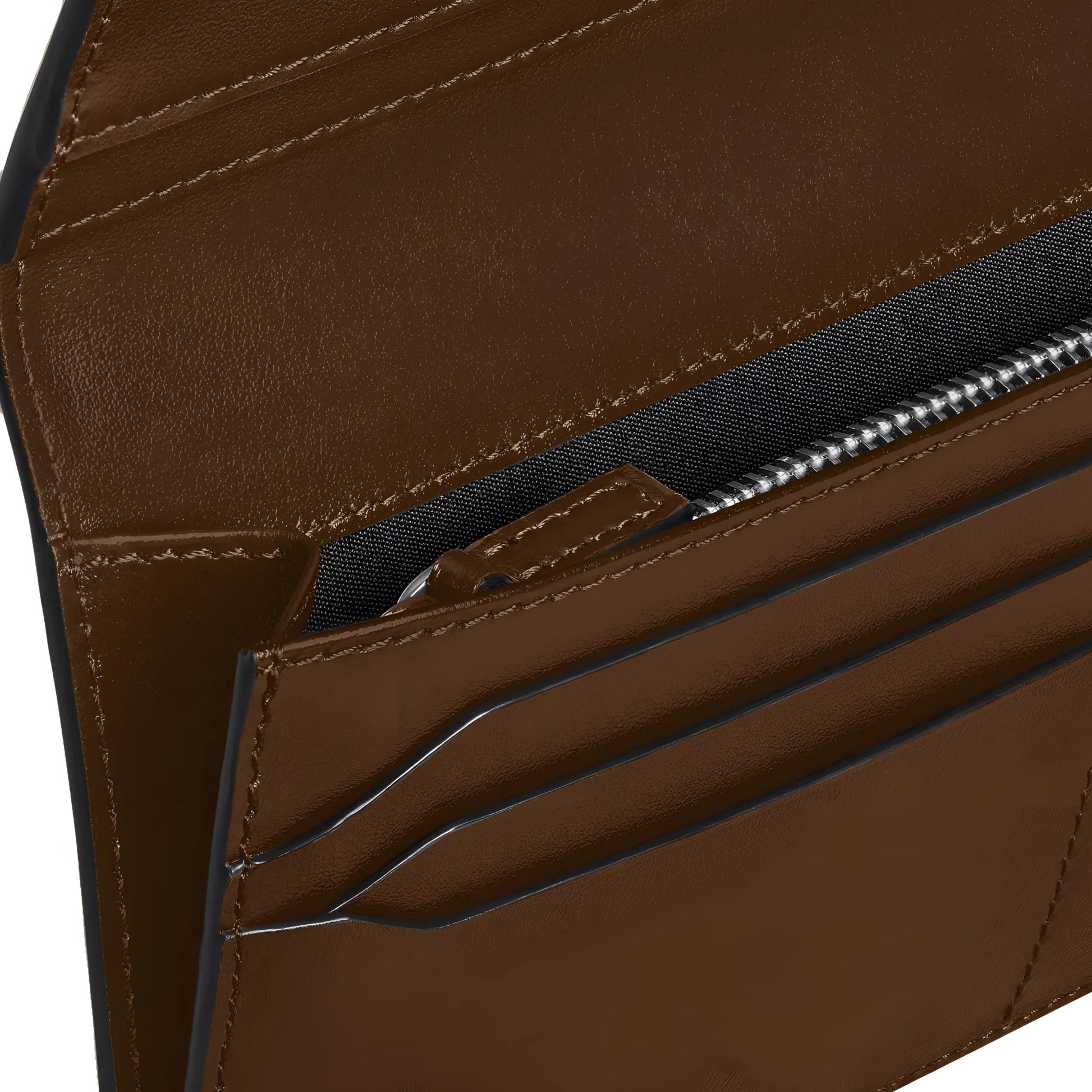 Montblanc portafoglio in pelle meisterstück liscia marrone effetto sfumato con 14 scomparti e chiusura con cerniera