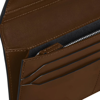 Montblanc portafoglio in pelle meisterstück liscia marrone effetto sfumato con 14 scomparti e chiusura con cerniera