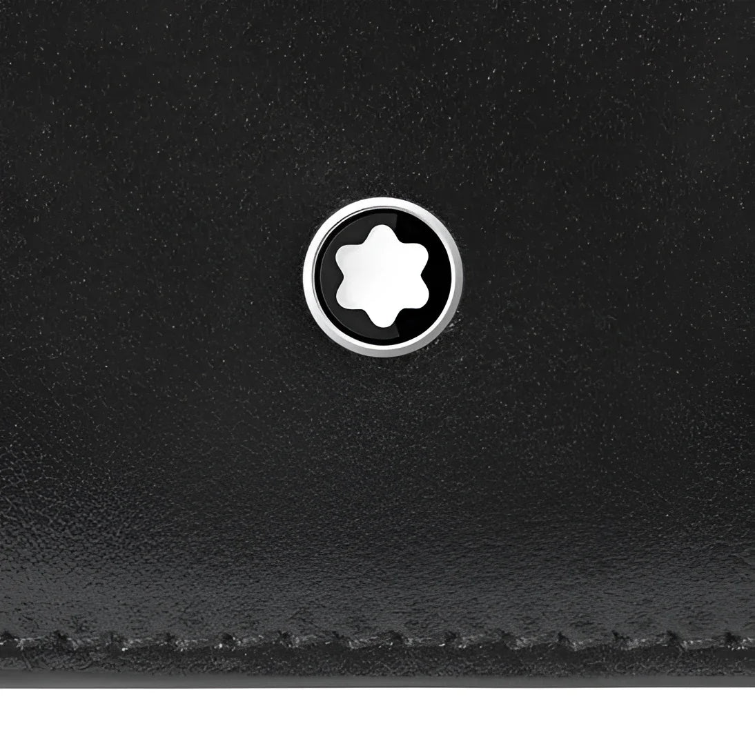 Portafoglio meisterstück montblanc in pelle nera con emblem silver e design elegante a stella a sei punte
