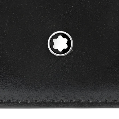 Portafoglio meisterstück montblanc in pelle nera con emblem silver e design elegante a stella a sei punte