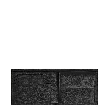 Montblanc portafoglio compatto in pelle coniuga eleganza discreta con 4 scomparti e portamonete nero testo