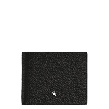 Portafoglio compatto montblanc in pelle nera coniuga eleganza discreta e stella argento decorativa