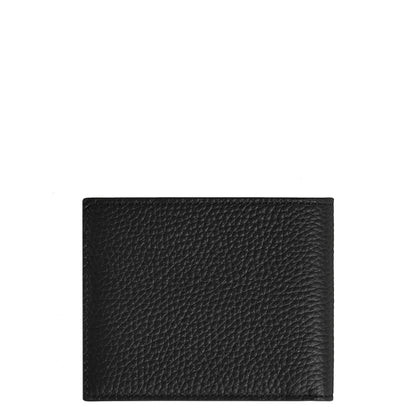 Montblanc portafoglio compatto in pelle nera con finitura a grana che coniuga eleganza discreta e scomparti funzionali