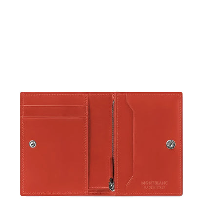Portafoglio montblanc soft continental rosso in raffinata pelle morbida con hardware argento e scomparto con zip