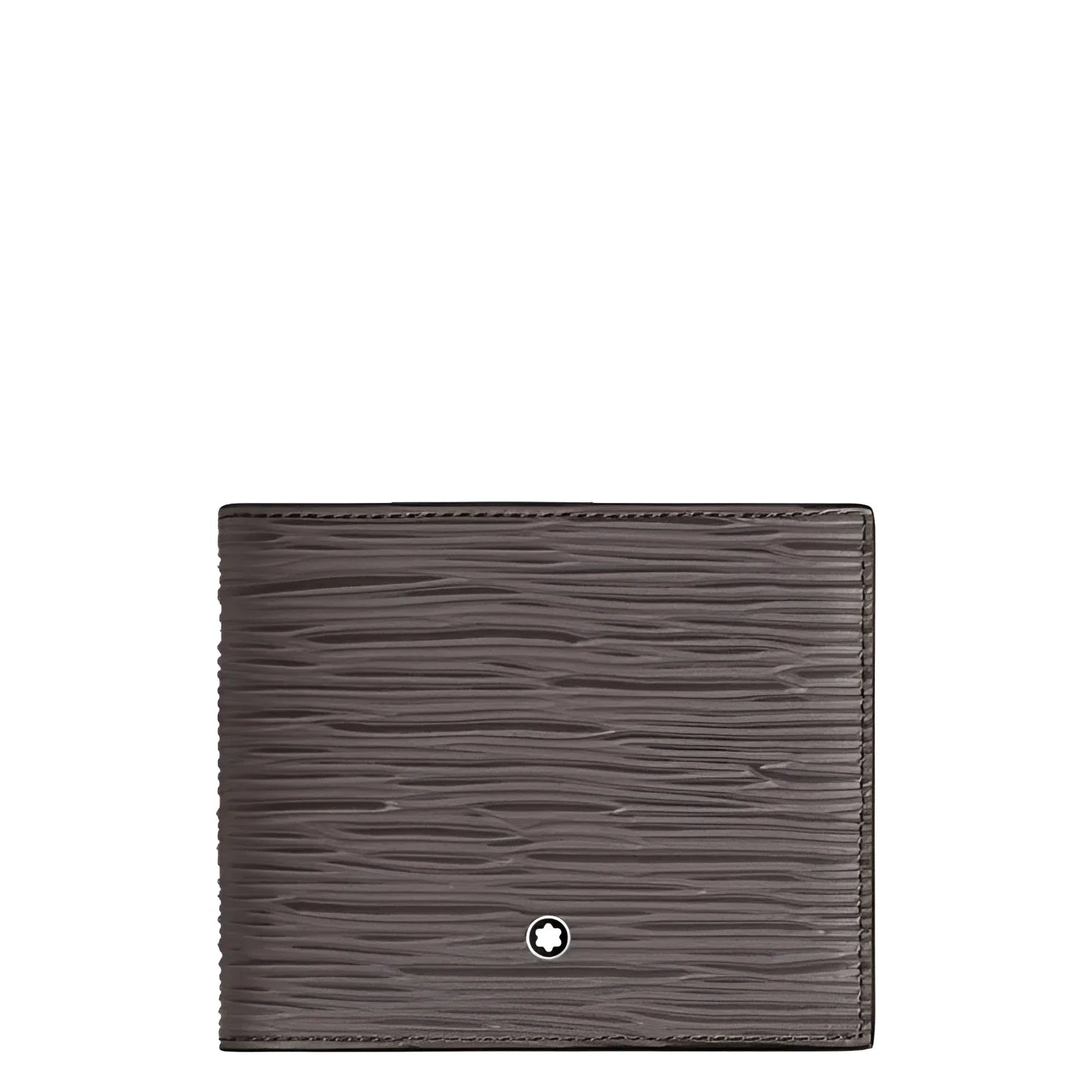 Portafoglio montblanc 4810 in pelle grigio caldo con motivo goffrato ispirato e emblem silver al centro