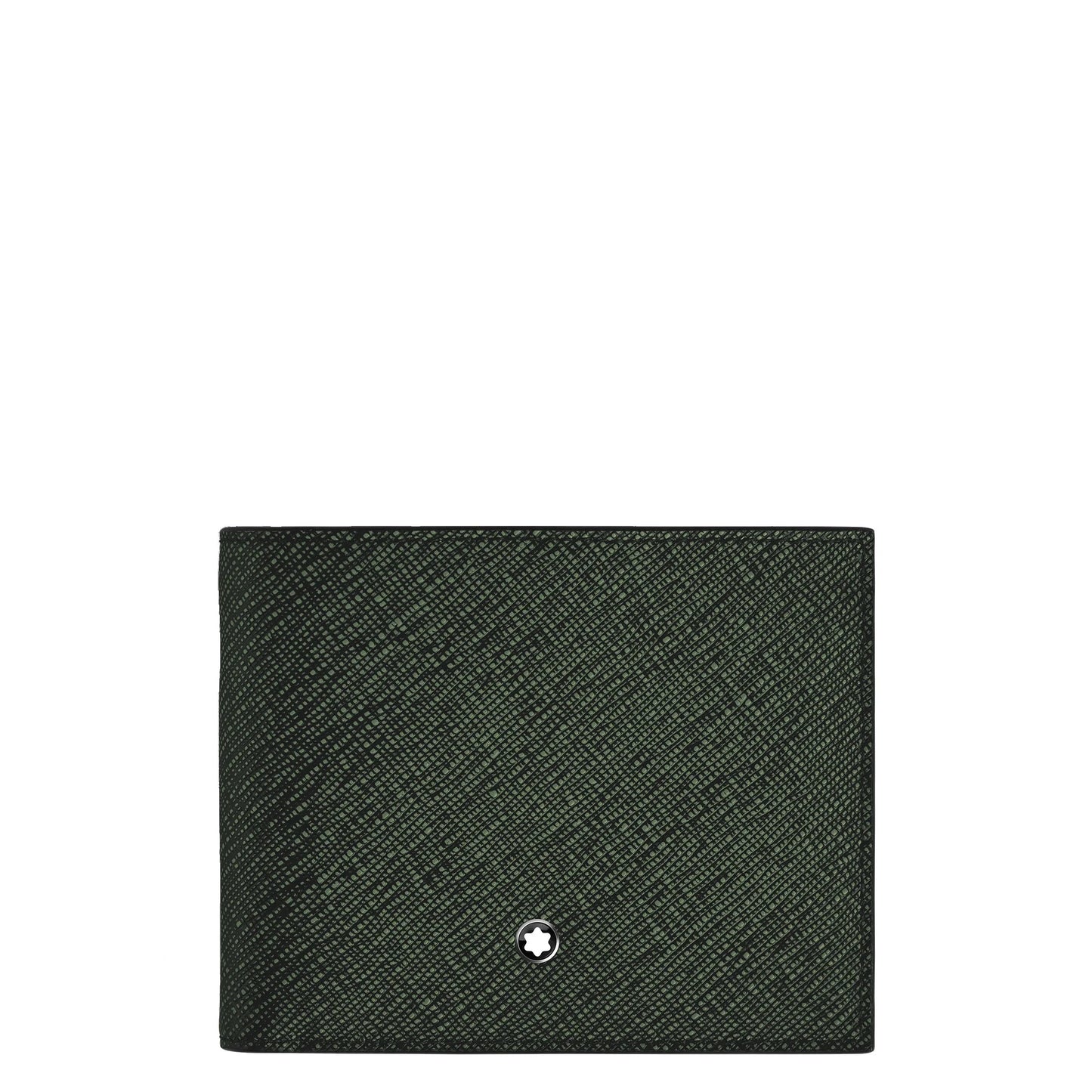 Portafoglio montblanc sartorial goffrata bicolore verde scuro con logo montblanc argento in pelle tweed kaki