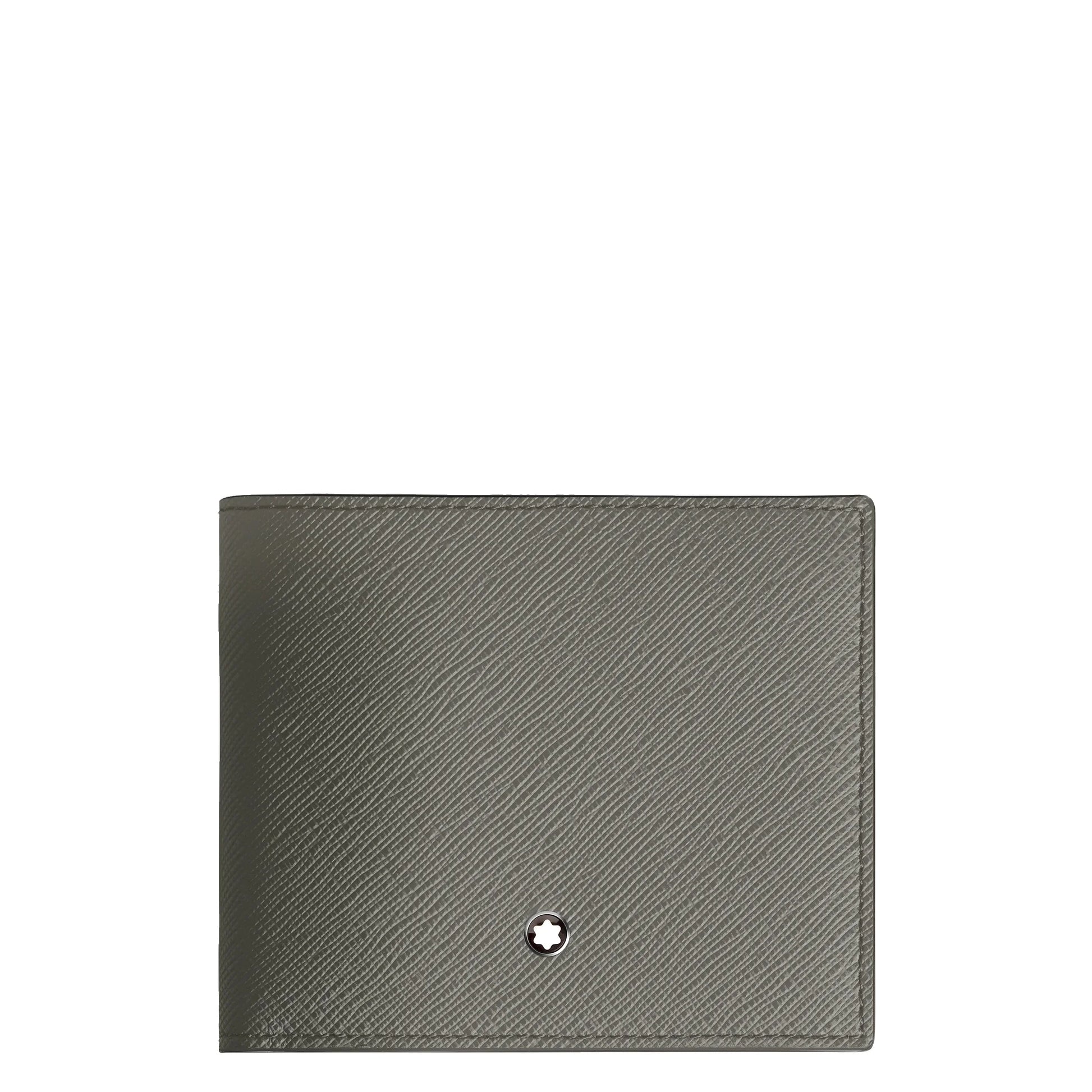 Montblanc portafoglio 8 scomparti sartorial grigio in pelle stampa saffiano con logo stella goffrato centrale