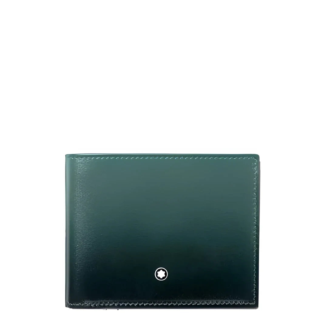 Portafoglio Meisterstück in pelle British Green verde britannico con finitura lucida e logo Montblanc al centro
