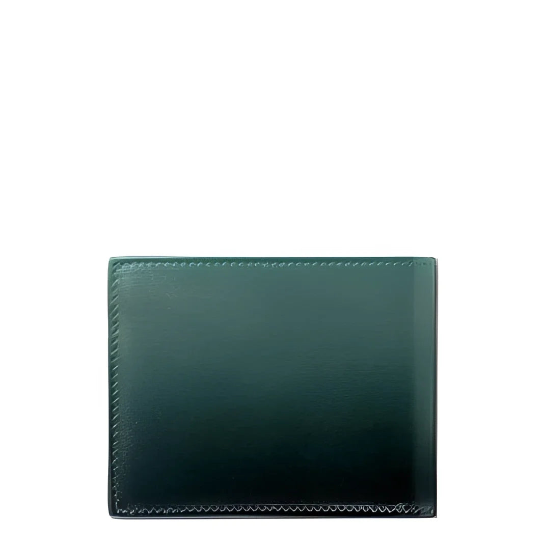 Portafoglio meisterstück montblanc in pelle british green verde britannico con cuciture precise lungo i bordi