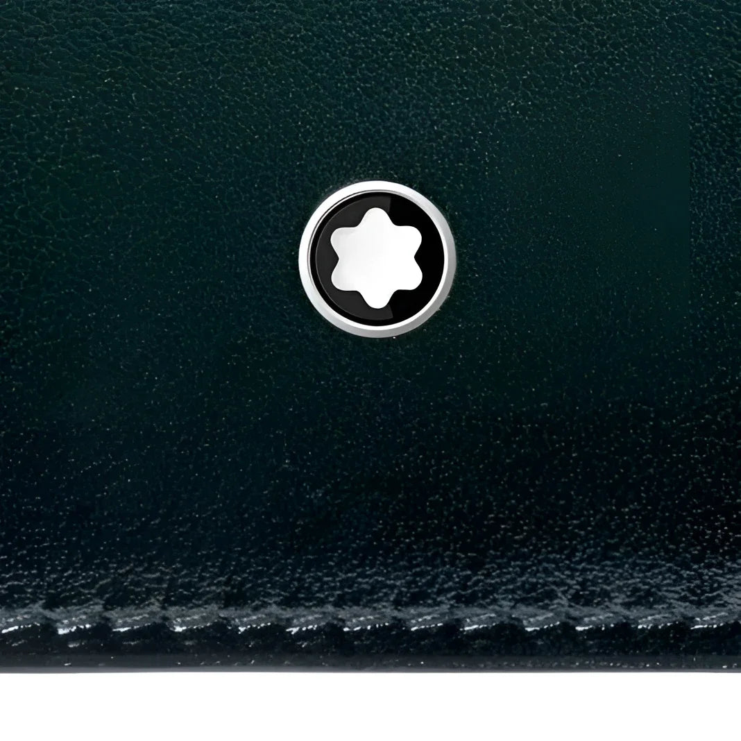 Portafoglio meisterstück in pelle british green verde britannico con emblem silver e stella bianca a sei punte
