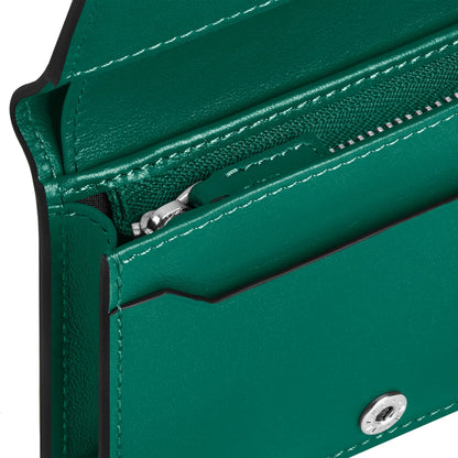 Montblanc portafoglio continental nano malachite verde in sofisticata pelle morbida con cerniera e dettagli argento
