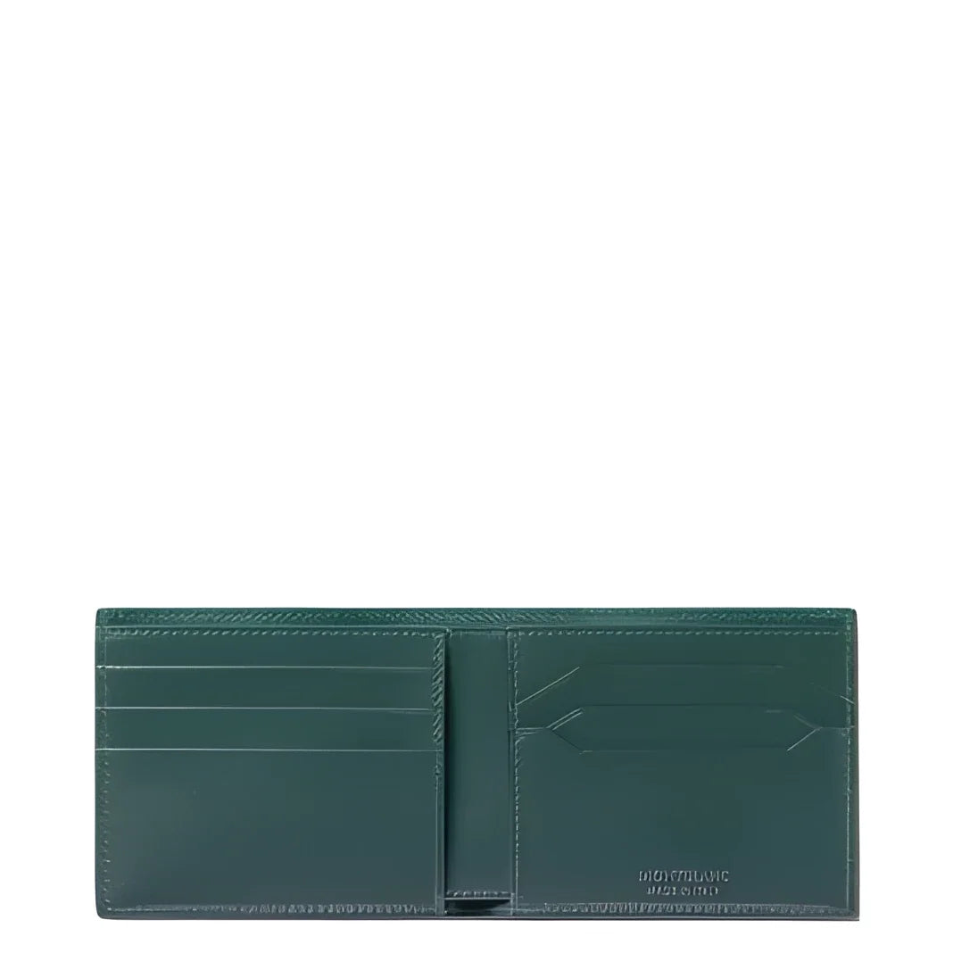 Portafoglio meisterstück montblanc in pelle british green con sei scomparti verde britannico e piega centrale