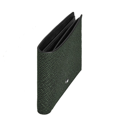 Montblanc portafoglio in tweed kaki con pelle sartorial goffrata bicolore e sei scomparti dettagliéb in pelle