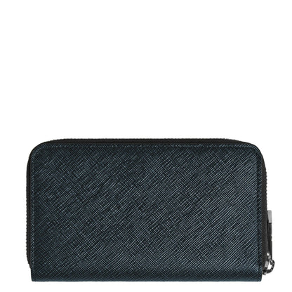 Montblanc portafoglio verde scuro con cerniera e pull tab metallico combina stile intramontabile tweed blu