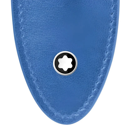 Astucci montblanc meisterstück dusty blue in pelle con cinturino blu dusty e emblema argentato a forma di stella