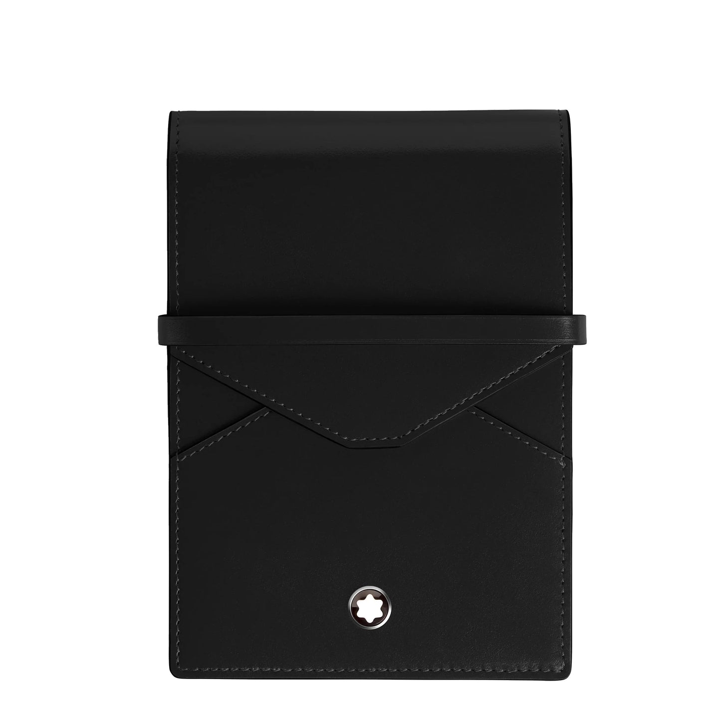 Montblanc astuccio per 5 strumenti da scrittura in lussuosa pella nera con patta envelope e stella argento elegante