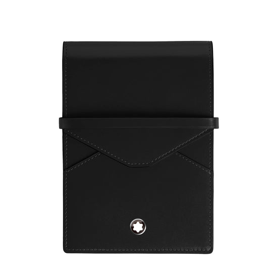 Montblanc astuccio per 5 strumenti da scrittura in lussuosa pella nera con patta envelope e stella argento elegante