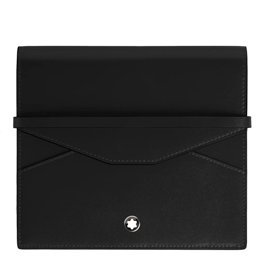 Montblanc astuccio in lussuosa pelle nera con logo stella argento per 8 strumenti da scrittura ultra spazioso