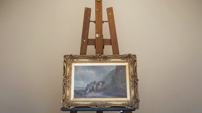 Joseph Paul Pettitt & George Young "Les Ramasseurs de Moules sur la Côte Sud" Angleterre, XIXe siècle, avec marque d'attribution et signature
