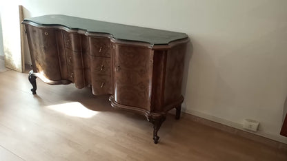 Credenza bassa chippendale in radica di noce originale