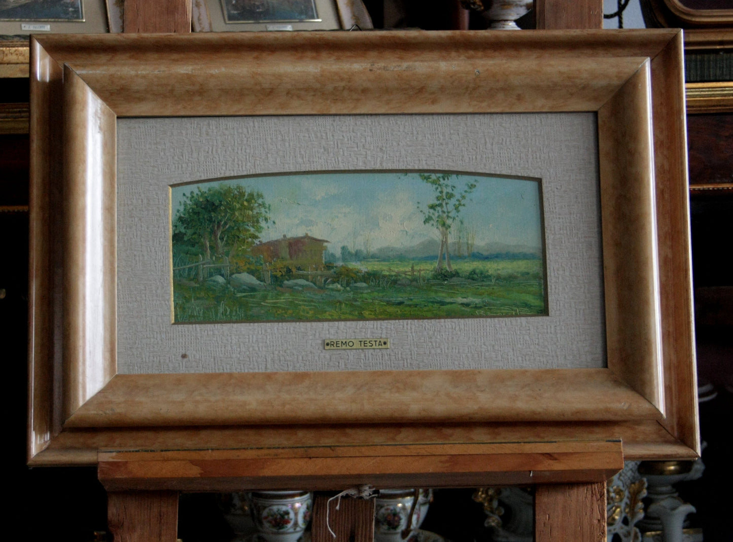Quadro in cornice di paesaggi italiani di Remo Testa, coppia di dipinti italiani