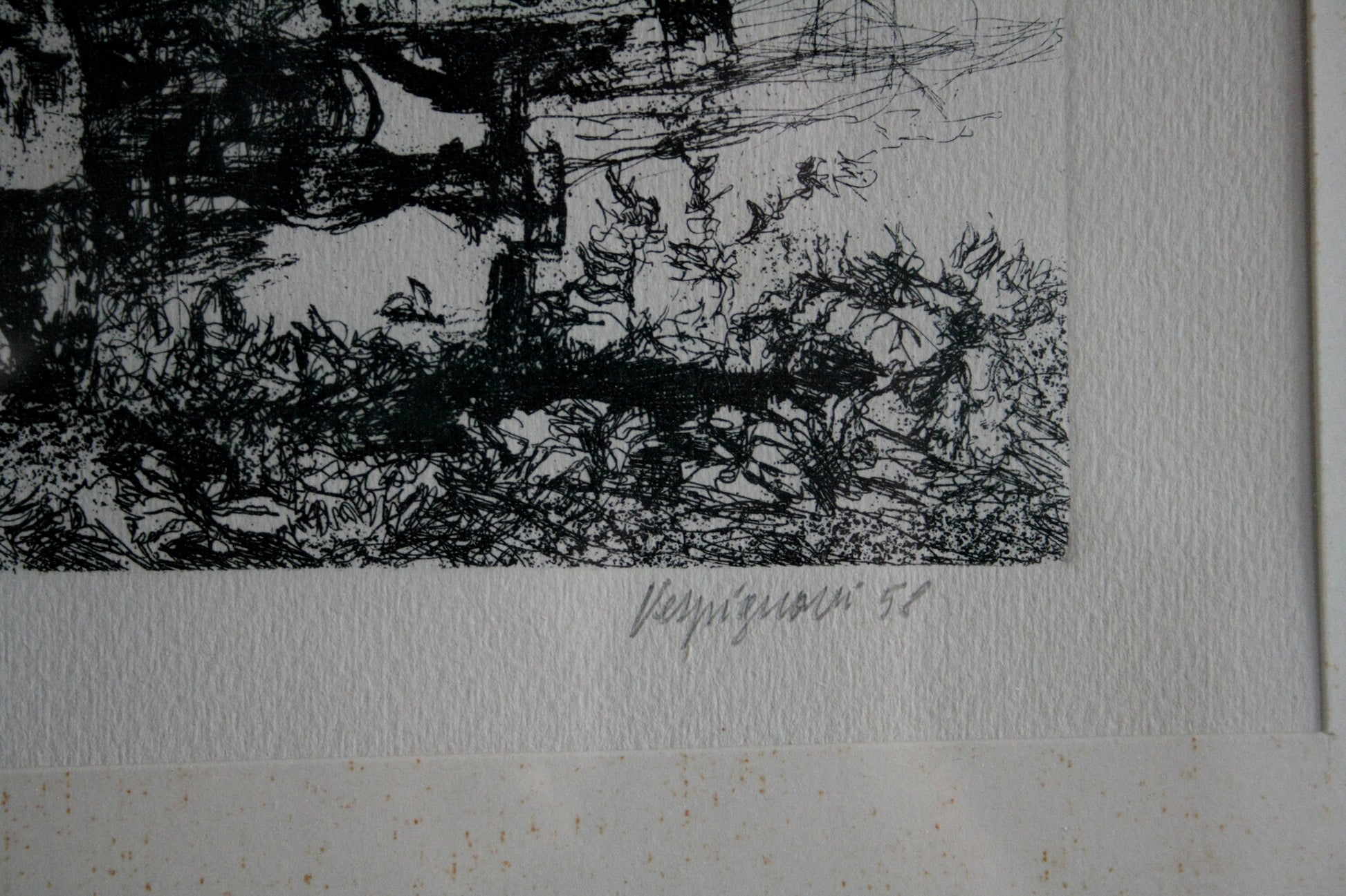 Arte astratta in bianco e nero di Renzo Vespignani italiano, dimensioni quadro 1956