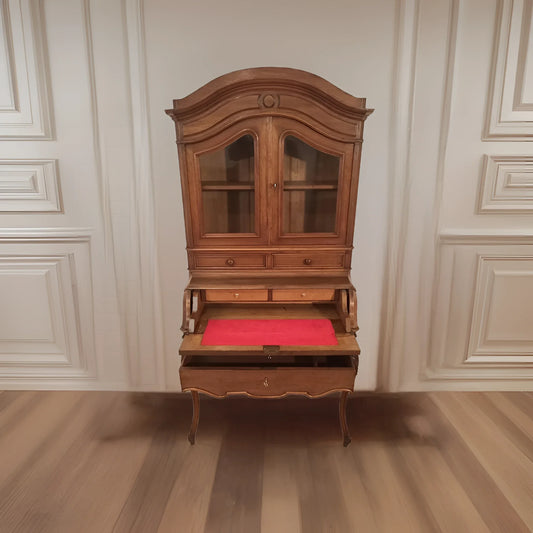 Credenza scrittoio ribalta in rovere massello restaurata ottocento con dettagli antichi e finitura originale