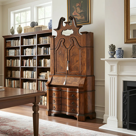 Trumeau lombardo originale in noce con linea trapezoidale elegante e corpo mosso presenta finitura lucida XIX secolo